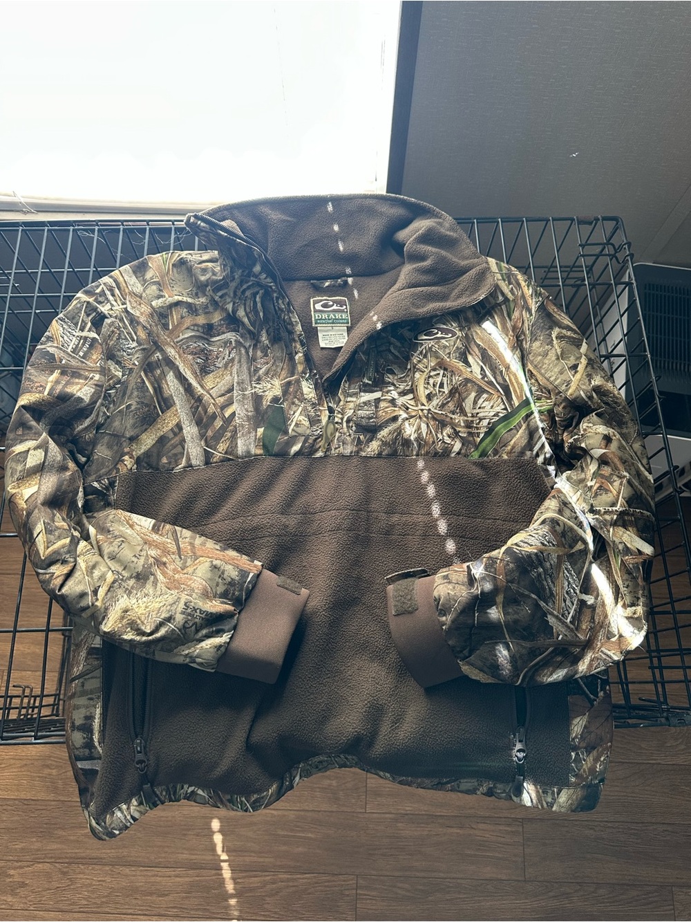 Drake Realtree Camo and Brown Fleece Pullover Jacket